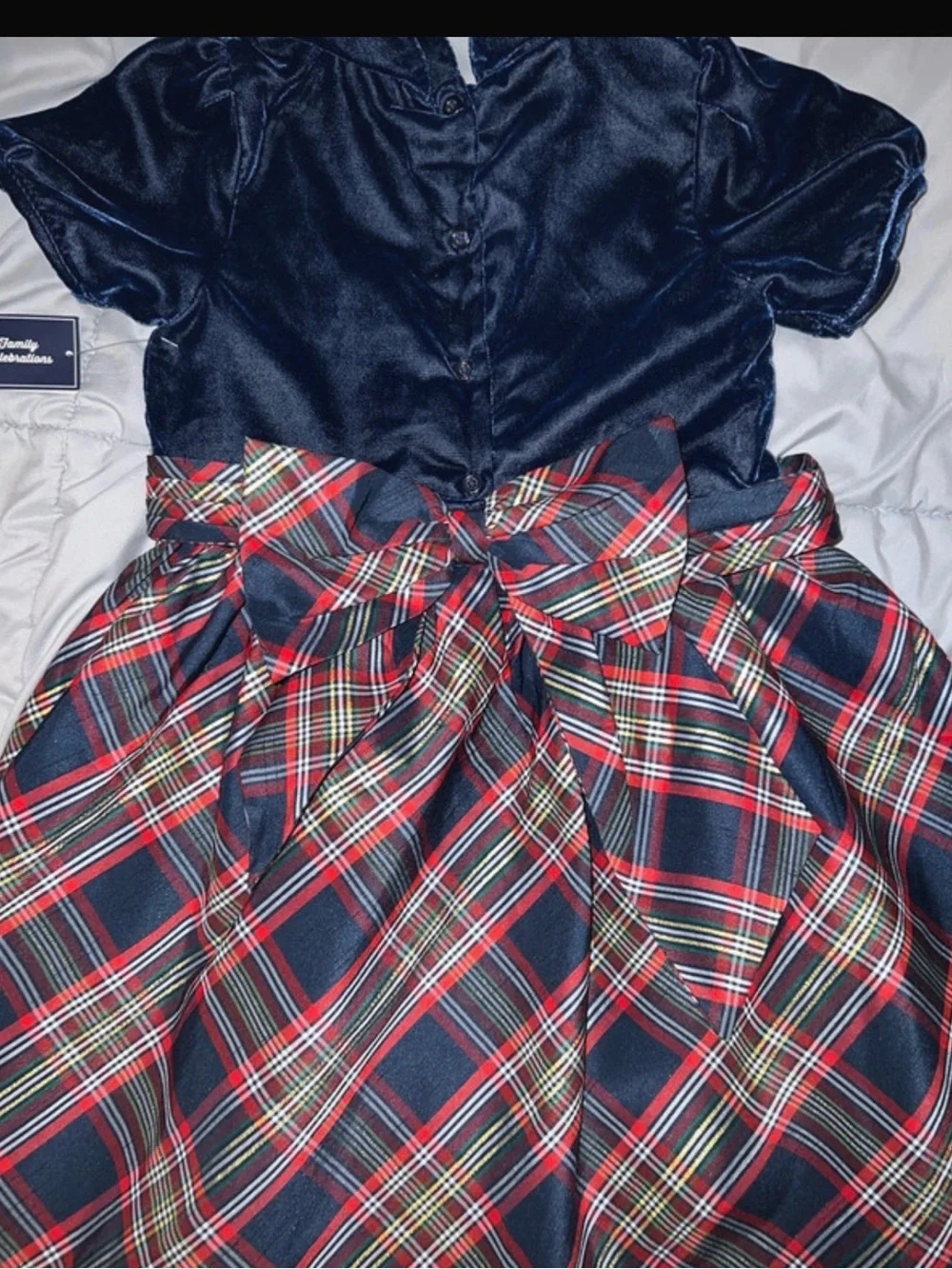Kids Gymboree Navy Velvet Top Red Plaid Holiday Dress